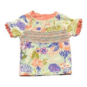 Matilda Jane Green Floral Ruffle Rash Guard Swim Top 18-24 months